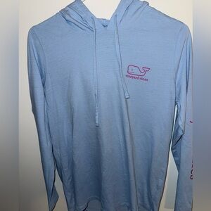 Vineyard Vines Sky Blue Hoodie with Pink Logo